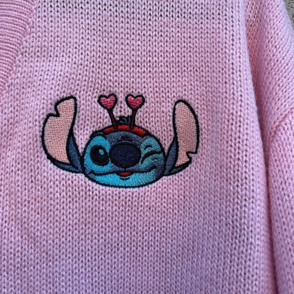 Her Universe Disney Lilo & Stitch Lovebug Girls Skimmer Cardigan Size Large Pink - Picture 3 of 10